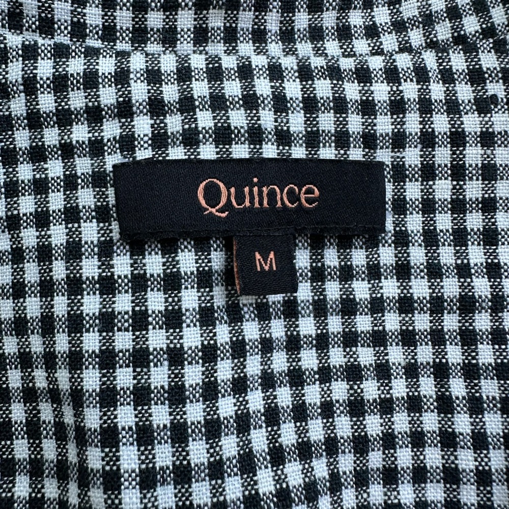 Quince 100% European Linen Shirt Black White Gingham Medium Lightweight Summer - Picture 4 of 8